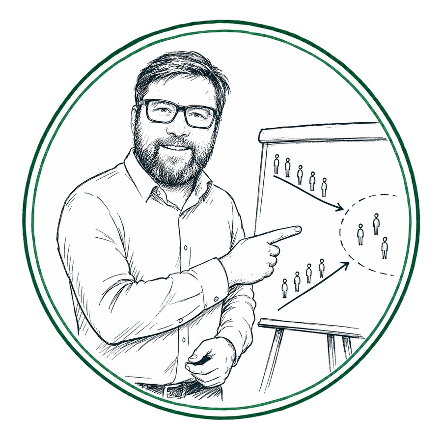 Daniel Schlatter erklärt Besucherströme anhand einer schematischen Darstellung.